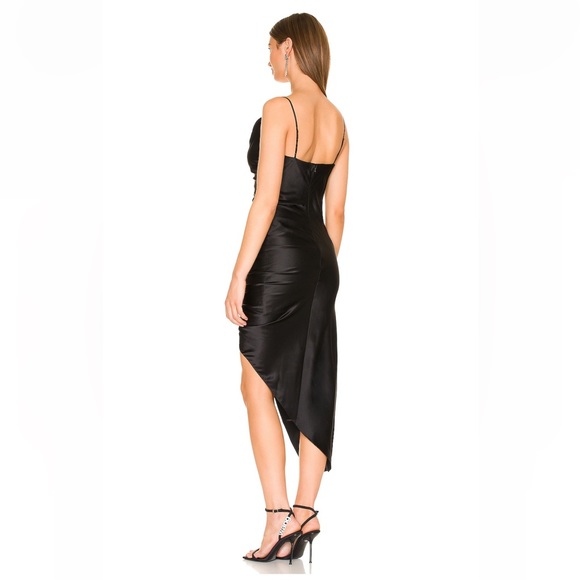 Cinq a sept black silk Emilia rhinestone ruched slip evening formal dress NWT 2 - Picture 6 of 7